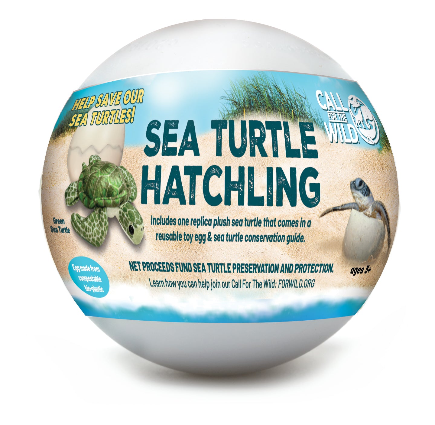 Sea Turtle Hatchling Adoption compostable bio-plastic egg